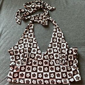 RSQ brown and white floral top
